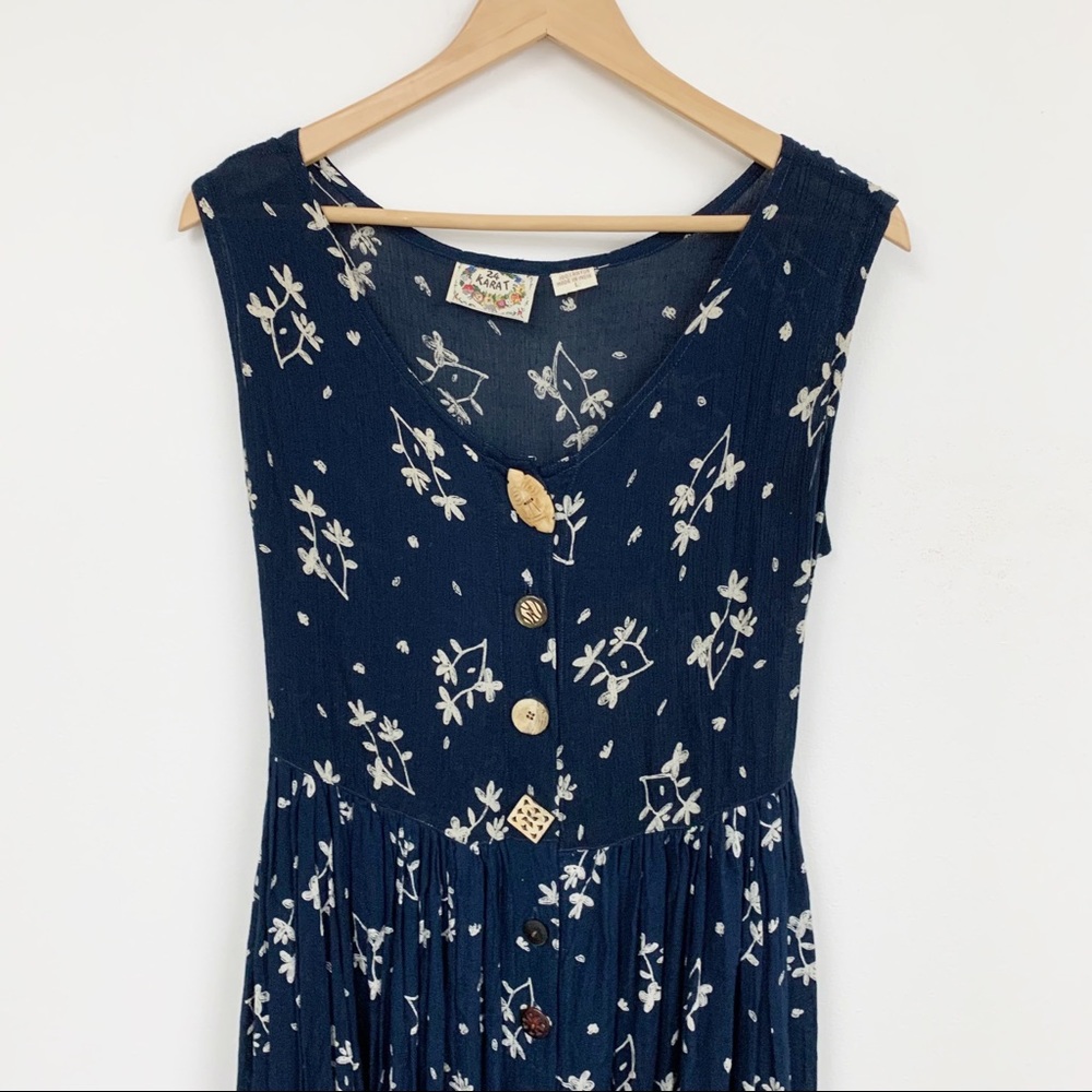 Vintage 24 Karat boho floral maxi dress Sz L - Picture 3 of 11